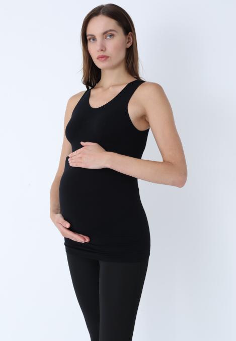 Maiou de Gravidă fără Cusături din Modal ,Culoare Negru,Engros